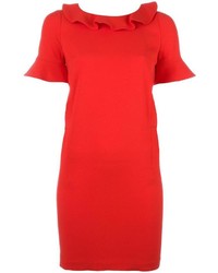 rotes gerade geschnittenes Kleid mit Rüschen von Twin-Set