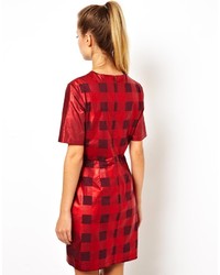 rotes gerade geschnittenes Kleid mit Schottenmuster von Asos