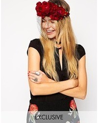 rotes Haarband mit Blumenmuster von Asos