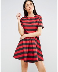rotes horizontal gestreiftes Kleid von AX Paris