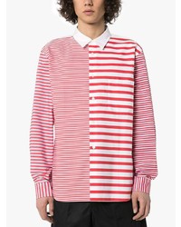 rotes horizontal gestreiftes Langarmhemd von Comme Des Garcons Homme Plus