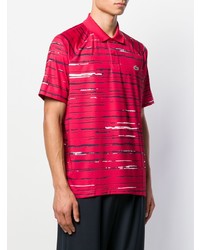 rotes horizontal gestreiftes Polohemd von Lacoste