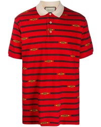 rotes horizontal gestreiftes Polohemd von Gucci