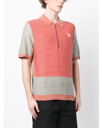 rotes horizontal gestreiftes Polohemd von PS Paul Smith