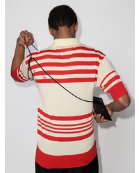 rotes horizontal gestreiftes Polohemd von Maison Margiela