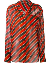 rotes horizontal gestreiftes Seidehemd von Marco De Vincenzo