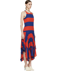 rotes horizontal gestreiftes Seidekleid von Stella McCartney