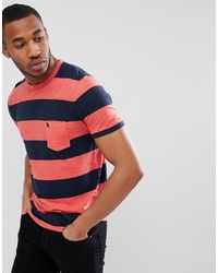 rotes horizontal gestreiftes T-Shirt mit einem Rundhalsausschnitt von Abercrombie & Fitch