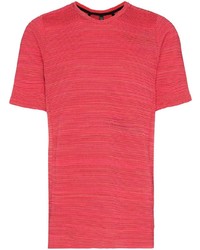 rotes horizontal gestreiftes T-Shirt mit einem Rundhalsausschnitt von Byborre
