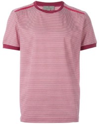 rotes horizontal gestreiftes T-Shirt mit einem Rundhalsausschnitt von Canali