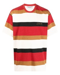 rotes horizontal gestreiftes T-Shirt mit einem Rundhalsausschnitt von Carhartt WIP