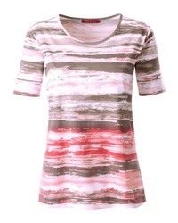 rotes horizontal gestreiftes T-Shirt mit einem Rundhalsausschnitt von COLLECTION L.