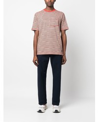 rotes horizontal gestreiftes T-Shirt mit einem Rundhalsausschnitt von PS Paul Smith