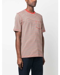 rotes horizontal gestreiftes T-Shirt mit einem Rundhalsausschnitt von PS Paul Smith