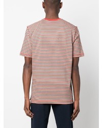 rotes horizontal gestreiftes T-Shirt mit einem Rundhalsausschnitt von PS Paul Smith