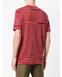 rotes horizontal gestreiftes T-Shirt mit einem Rundhalsausschnitt von Missoni