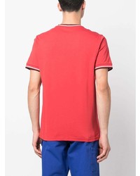 rotes horizontal gestreiftes T-Shirt mit einem Rundhalsausschnitt von Fred Perry