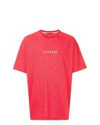 rotes horizontal gestreiftes T-Shirt mit einem Rundhalsausschnitt von GUILD PRIME