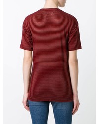 rotes horizontal gestreiftes T-Shirt mit einem Rundhalsausschnitt von Isabel Marant Etoile