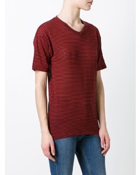 rotes horizontal gestreiftes T-Shirt mit einem Rundhalsausschnitt von Isabel Marant Etoile