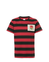 rotes horizontal gestreiftes T-Shirt mit einem Rundhalsausschnitt von Kent & Curwen