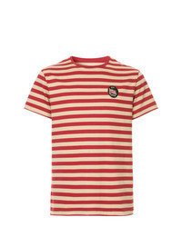 rotes horizontal gestreiftes T-Shirt mit einem Rundhalsausschnitt von Kent & Curwen