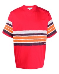 rotes horizontal gestreiftes T-Shirt mit einem Rundhalsausschnitt von Kenzo