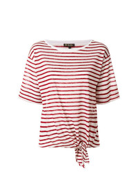 rotes horizontal gestreiftes T-Shirt mit einem Rundhalsausschnitt von Loro Piana
