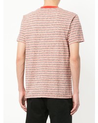 rotes horizontal gestreiftes T-Shirt mit einem Rundhalsausschnitt von MAISON KITSUNÉ