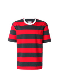 rotes horizontal gestreiftes T-Shirt mit einem Rundhalsausschnitt von Maison Margiela