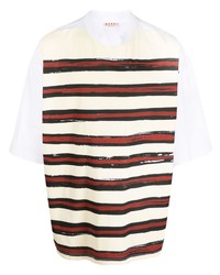 rotes horizontal gestreiftes T-Shirt mit einem Rundhalsausschnitt von Marni