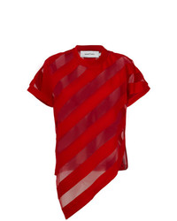 rotes horizontal gestreiftes T-Shirt mit einem Rundhalsausschnitt von MARQUES ALMEIDA