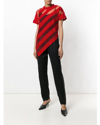 rotes horizontal gestreiftes T-Shirt mit einem Rundhalsausschnitt von MARQUES ALMEIDA