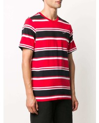 rotes horizontal gestreiftes T-Shirt mit einem Rundhalsausschnitt von Nike