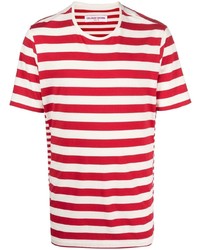 rotes horizontal gestreiftes T-Shirt mit einem Rundhalsausschnitt von Orlebar Brown