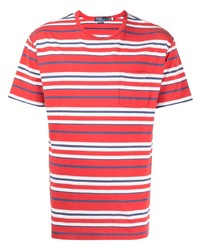 rotes horizontal gestreiftes T-Shirt mit einem Rundhalsausschnitt von Polo Ralph Lauren