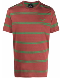 rotes horizontal gestreiftes T-Shirt mit einem Rundhalsausschnitt von PS Paul Smith