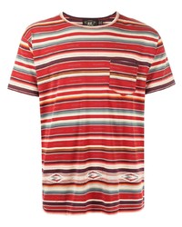 rotes horizontal gestreiftes T-Shirt mit einem Rundhalsausschnitt von Ralph Lauren RRL