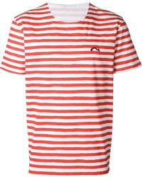 rotes horizontal gestreiftes T-Shirt mit einem Rundhalsausschnitt von Societe Anonyme