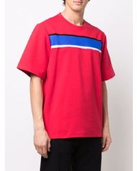 rotes horizontal gestreiftes T-Shirt mit einem Rundhalsausschnitt von Just Don