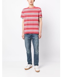 rotes horizontal gestreiftes T-Shirt mit einem Rundhalsausschnitt von Polo Ralph Lauren