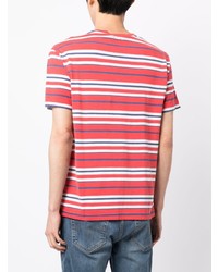 rotes horizontal gestreiftes T-Shirt mit einem Rundhalsausschnitt von Polo Ralph Lauren