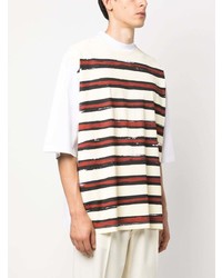 rotes horizontal gestreiftes T-Shirt mit einem Rundhalsausschnitt von Marni