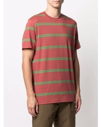 rotes horizontal gestreiftes T-Shirt mit einem Rundhalsausschnitt von PS Paul Smith