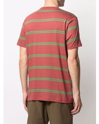 rotes horizontal gestreiftes T-Shirt mit einem Rundhalsausschnitt von PS Paul Smith