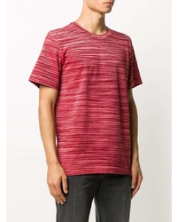rotes horizontal gestreiftes T-Shirt mit einem Rundhalsausschnitt von Missoni