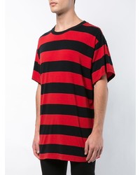 rotes horizontal gestreiftes T-Shirt mit einem Rundhalsausschnitt von Amiri