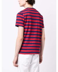 rotes horizontal gestreiftes T-Shirt mit einem Rundhalsausschnitt von Polo Ralph Lauren