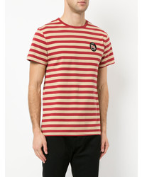 rotes horizontal gestreiftes T-Shirt mit einem Rundhalsausschnitt von Kent & Curwen