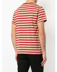 rotes horizontal gestreiftes T-Shirt mit einem Rundhalsausschnitt von Kent & Curwen